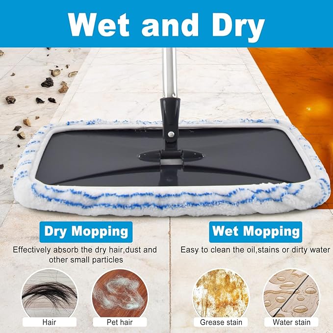 8 Pack Mop Heads Replacements for OCedar Hardwood Floor 'N More Microfiber Mops,Terry Cloth Mops Refills 15 x 8"Flat Dust Mop Pads for O Cedar mop, Washable & Reusable Mopping Pads
