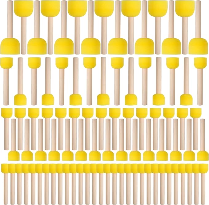 vivinin 90 Pcs Round Sponges Brush Set, Round Sponge Brushes for Painting, Paint Sponges for Acrylic Painting, Painting Tools for Kids Arts and Crafts (4 Sizes)