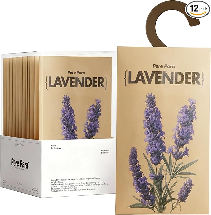 12 Packs Lavender Potpourri Scented Sachets for Closet & Drawer【Deodorizer for Stagnant Air】，Long Lasting Hanging Paper Air Fresheners and Odor Eliminator for Clothes