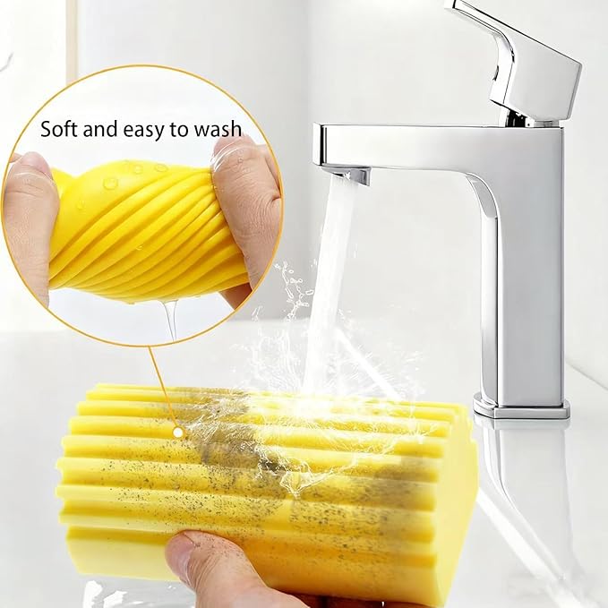 Damp Clean Duster Sponge 4 Pack Household Cleaning Sponges Reusable Dusting Sponge for Brushing Blind Glass Vents Window Mirrors Baseboards