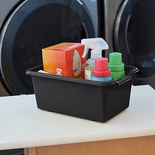 ECR4Kids Scoop Front Storage Bins, Multipurpose Organization, Black, 10-Piece