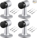 4 Pack Heavy Duty Floor Mounted Door Stop 3 in Aluminum Commercial Grade Door Stopper with Rubber Bumper & Stainless Steel Screws (Sliver)