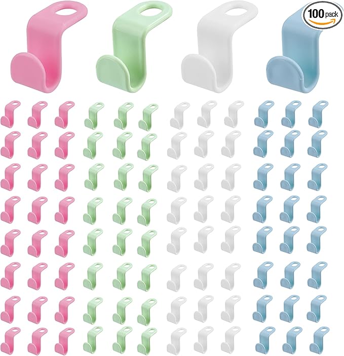 100PCS Clothes Hanger Connector Hooks,Hangers Organizer Smart Closet Space Saver Pack for Closet Space Savers and Organizer Closets(Colorful)