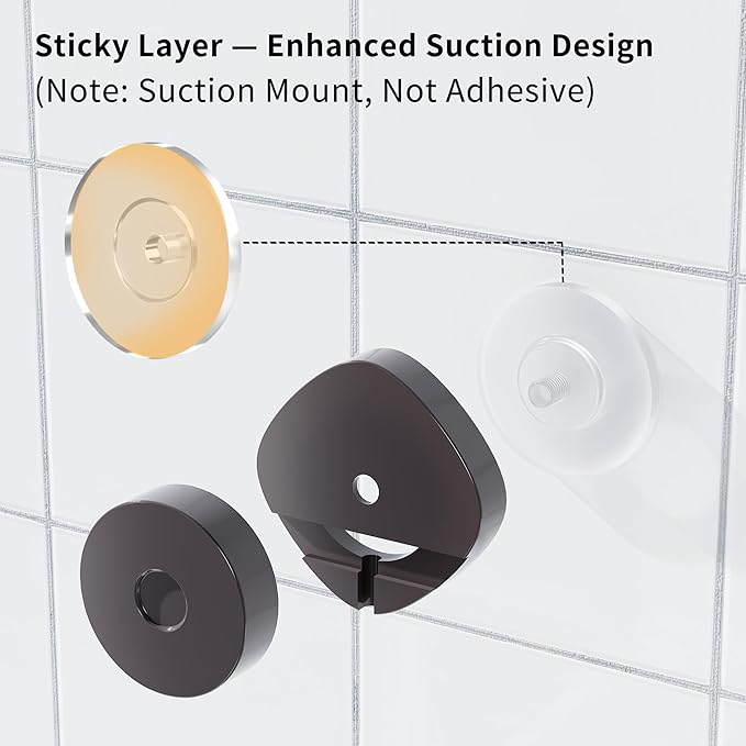 KEGII Suction Cup Shower Caddy – 3 Pack Suction Cup Shelf with Soap Holder & Hooks, Rustproof Stainless Steel Shower Organizer, Removable No Drilling Bathroom Storage Rack, Bronze