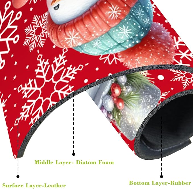 Chrismas Sink Splash Guard Faucet Mat Christmas Absorbent Fast Drying Mat Sink Gadgets Splash Guard Behind Faucet Drip Catcher for Kitchen Bathroom 15.5"X5.5"