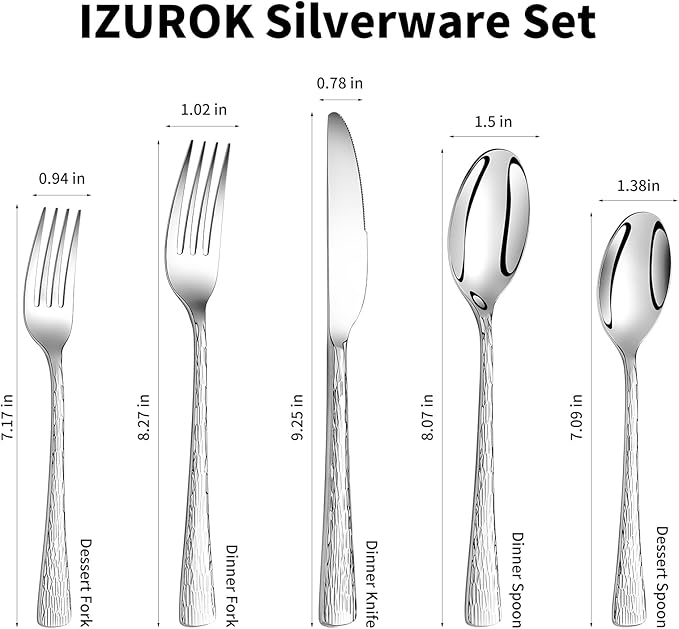 Silverware Set, 18/10 Stainless Steel 40 PieceFlatware Set for 8, Utensil Sets DishwasherSafe, Rust-Resistant, Modern Cutlery Set forHome, Wedding, Restaurant