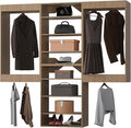Modular Closet System, 96" Wide Closet Organizer System with Hanging and Towers, Wood Tower Closet Storage for Walk In Closets, Wall Mounted Wardrobe Organizer Kit System, Bedroom, Wood