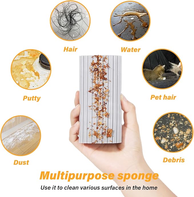 4 Pack Damp Clean Duster Sponge, Magic Sponge Eraser for Household Cleaning, Reusable Dusters Cleaning Supplies for Housekeeping, Dish, Blinds, Glass, Baseboards,Window Track Grooves and Faucets