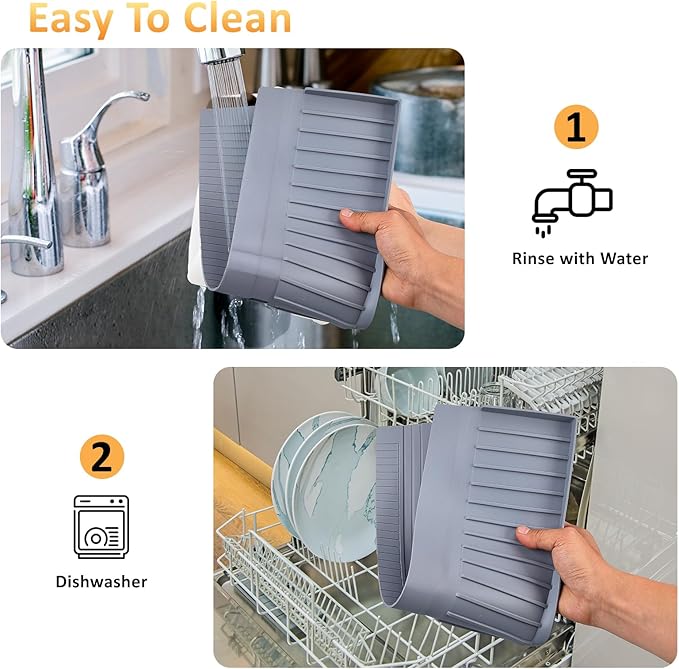 Sink Edge Protector with Suction Cup 14" 20" 24" 30", Silicone Sink Splash Guard for Kitchen & Bathroom, Protect Countertop from Scratches, Stains, for Stainless Steel Granite Quartz-Grey