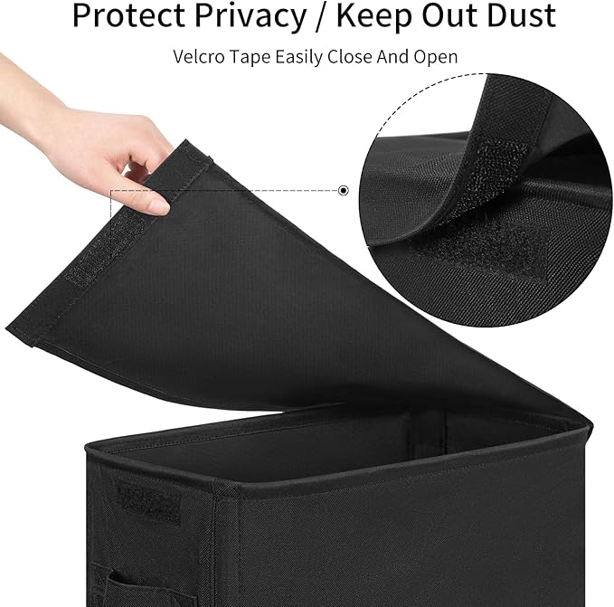 Chrislley Slim Laundry Hamper with Wheels, 45L Narrow Rolling Laundry Basket with Lid, Foldable Dirty Clothes Hamper Portable Skinny Hamper Storage Bins for Dorm, Bedroom (black)