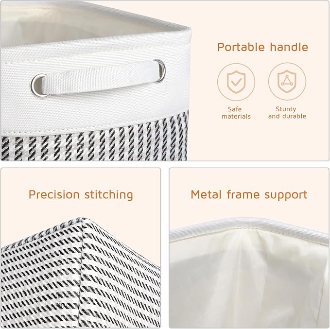 Kntiwiwo Foldable Storage Bin Collapsible Fabric Storage Basket Cube with Durable Handles Closet Organizer Bins for Organizing Shelves Drawers, Set of 3, 12" x 10" x 9.5", Houndstooth