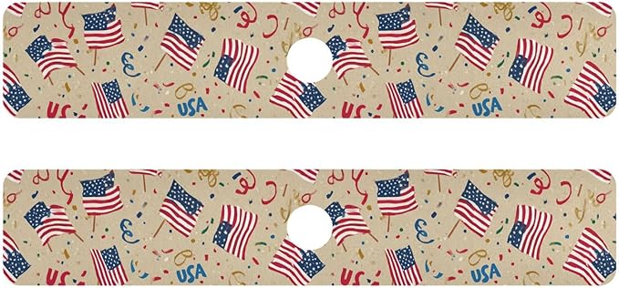 Kitchen Sink Splash Guard 2 PCS 30 Inch Sink Faucet Mat Splash Guard for Bathroom Countertop Water Absorbent Foldable Cuttable Soft Washable Brown Patriotic American Flags