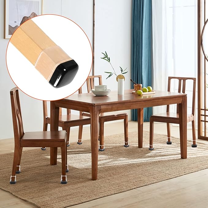 Ezprotekt 24 Pcs Chair Sliders for Carpet, Square Chair Glides for Carpet, Teflon Furniture Pads Glides, Bar Stool Protectors Caps, Furniture Sliders for Chair Table Desk Clear (S Fit: 0.55"- 0.75")