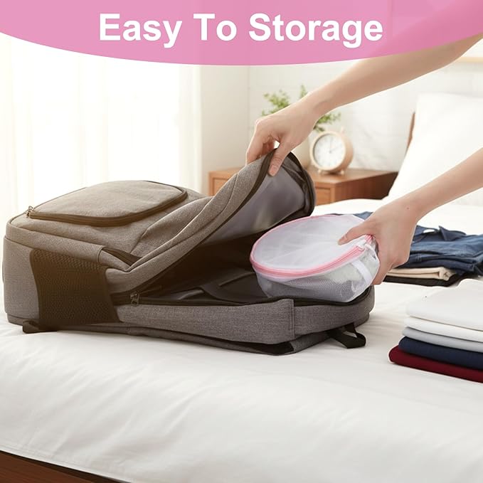 Honeycomb Mesh Laundry Bags, Bra Washing Bag for Laundry with Zips Reuse Washing Machine Bag for Delicates Blouse for Cleaning and Drying Underwear, Delicates, Brassiere, Bralette (6 x 7 In Pink)