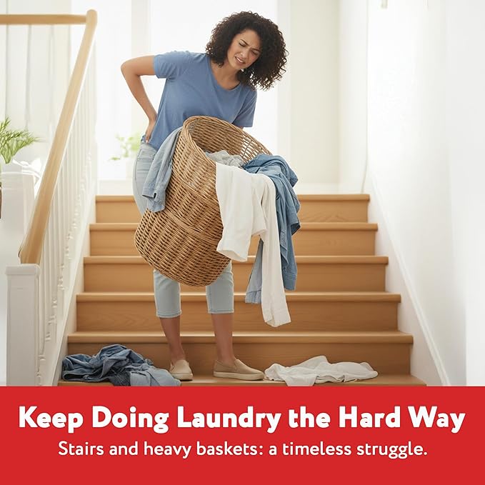 dbest products Stair Climber Laundry Trolley Dolly, Beige Laundry Bag Hamper Basket cart with wheels sorter