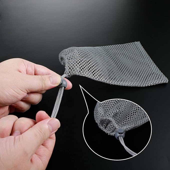 TecUnite 10 Pcs Mesh Bags Drawstring Laundry Bags Large Nylon Mesh Gift Dishwasher Bag with Sliding Drawstring for Kitchen Jewelry Gifts Wedding Favor Home(5.5 x 7.5 Inch,Gray)