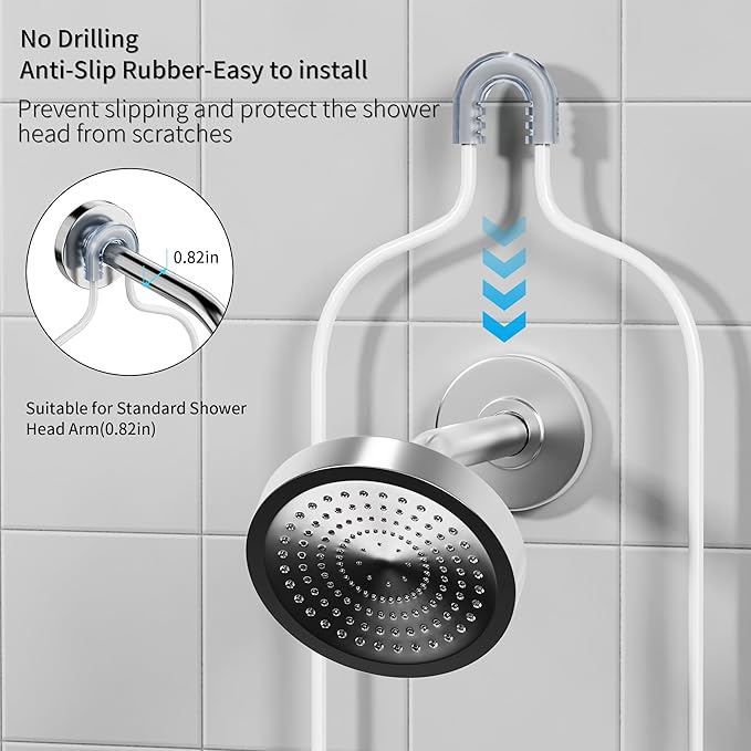 Over the Shower Head Caddy, White Shower Caddy Hanging, 3 Tier Anti-Swing Bathroom Organizer with Soap Holder & Hooks