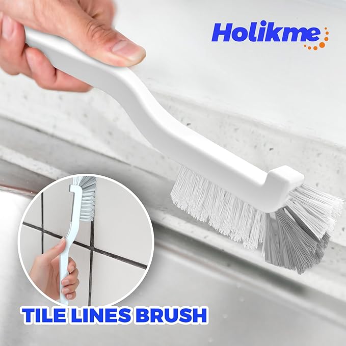 Holikme Cleaning Brush Set, Scouring Pad for Cleaning, Groove Gap Brushes for Pot, Pan, Kitchen Sink, Wire Brushes (Amarillo)