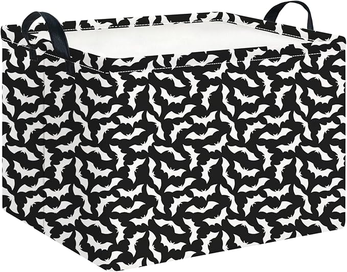 CLOCOR Rectangular Storage Basket Empty,Gift Basket,Waterproof Storage Bin with Handles,Room Decor(Unique Bat)