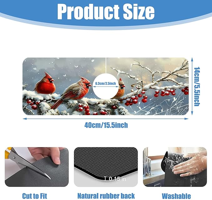 Chrismas Sink Splash Guard Faucet Mat Welcome Winter Absorbent Fast Drying Mat Sink Gadgets Splash Guard Behind Faucet Drip Catcher for Kitchen Bathroom 15.5"X5.5"