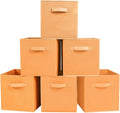 PowerKing Collapsible Storage Cubes with Handles, Fabric Foldable Bins for Closet Shelves, Durable Organization Storage Bins, 10.5'' x 11'' x 10.5'' (Orange, 6Pack)