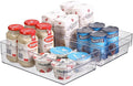 Plastic Storage Bins, 2 Pack Stackable Fridge Organizer Bins, Freezer Storage Bins, Clear Refrigerator Organizer Bins, Multipurpose Kitchen Pantry Organizers and Storage (L)