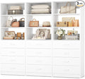 Aheaplus Closet Drawers Organizer System, 5.3FT Wood Closet System with 4 Drawers, Modular Walk-in Closets Storage Unit, Tall Bookshelf Storage Cabinet, White (3 Packs)