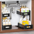 TISTAYA 2 Pack Under Sink Organizer and Storage, Metal Under Kitchen Sink Organizer, Slide Out Bathroom Organizers and Storage, Undersink Organizers for Kitchen Bathroom Cabinet