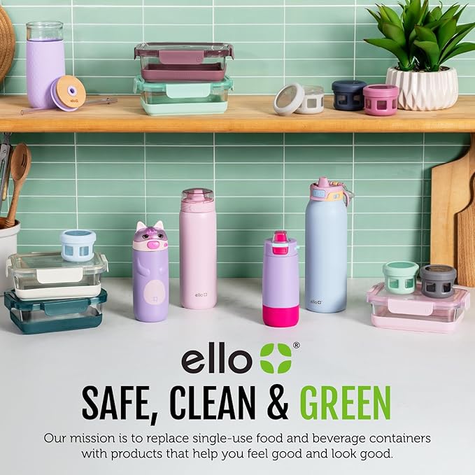 Ello Plastic 3.7 Cup Meal Prep Set 10 Pc, 5 Pack Set - BPA Free Plastic Food Storage Container with Silicone Boot and Airtight Plastic Lids, Dishwasher, Microwave, and Freezer Safe, Everest