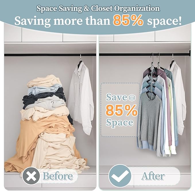 Clothes Hangers Space Saving Shirt Organizer, Non Slip Multi Shirt Hangers for Closet with Foam Padded Closet Organizers and Storage for Sweater Hoodie Blouse Coat Dress Short Black 4 Pack