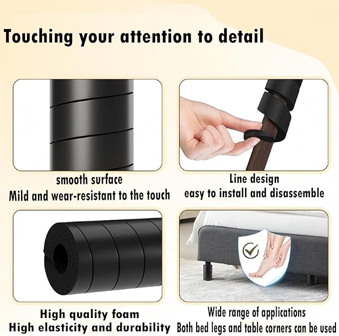 【8-Pack】 Spiral Wrap Furniture Leg Protectors, No Glue NBR Foam Bed Frame Toe Guards, Adjustable Universal Covers for Table Sofa Chair to Prevent Injuries & Floor Scratches