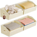 Large Closet Organizers and Storage Bins - 4 Pack Trapezoid Storage Baskets for Shelves, Foldable Fabric Baskets with Handles Ideal for Closet, Basket, Wardrobe and Shelf Storage, Beige