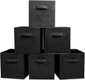 PowerKing Collapsible Storage Cubes with Handles, Fabric Foldable Bins for Closet Shelves, Durable Organization Storage Bins, 10.5'' x 11'' x 10.5'', 6 Pack, Black