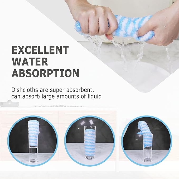 Choicy Microfiber Cleaning Cloth Absorbent Kitchen Towels Dish Cloths Washable 10 Pack 12×12in Reusable Cleaning Rags for Car Gardens Kitchen Hand Glass Windows Mirrors No Odor