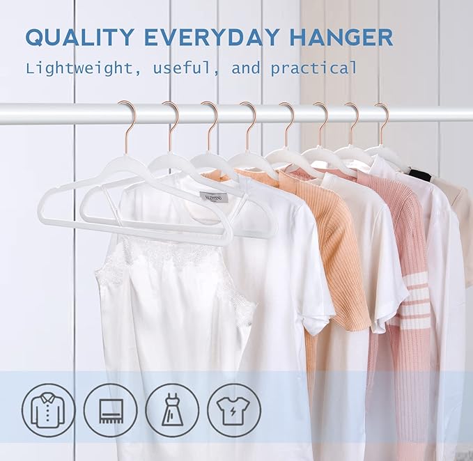 TIMMY Hangers Non-Slip Velvet Hangers - Suit Hangers (50-Pack) Ultra Thin Space Saving Coat Hanger and Heavy Duty Clothes Hangers Hold Up-to 10 Lb-White Velvet Hangers