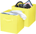 2 Pcs Storage Cubes, 10.5 Inch Collapsible Storage Bins, Fabric Foldable Bins for Organization, Durable Storage Bins for Closet, Shelves, Offices (Yellow)