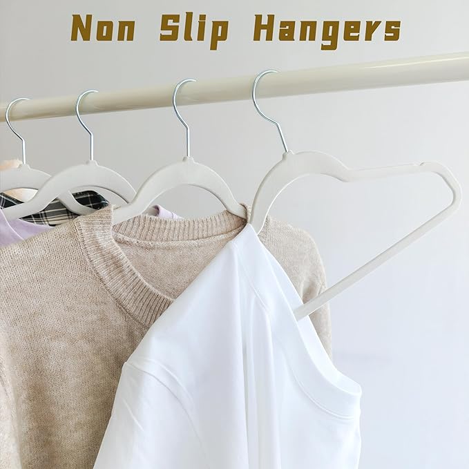 Gray Velvet Hangers 60 Pack, Anti-Slip Slim Space Saving Hangers with 360° Swivel Hook, 17.7 Inch Velvet Clothes Hangers for Coats,Sweater,Jackets,Dresses, Shirts, Suits & T-Shirts (Gray, 60)