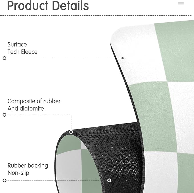 Kitchen Sink Splash Guard 1 PC 30 Inch Sink Faucet Mat Splash Guard for Bathroom Countertop Water Absorbent Foldable Cuttable Soft Washable Checkered White and Green