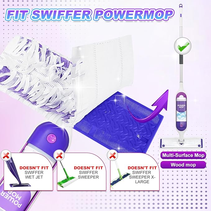 24 Pack Disposable Power Mop Refills Pads Compatible with Swiffer PowerMop Mop - Power Mop Pads Refill for Multi-Surface Floor Cleaning