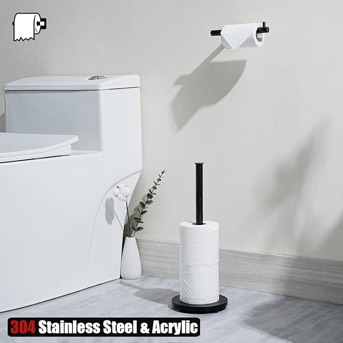 JQK Toilet Paper Storage Stand Oil Rubbed Bronze, 304 Stainless Steel Thicken 0.8mm Tissue Reserve Holder Dispenser for Bathroom, ORB, TPS180-ORB