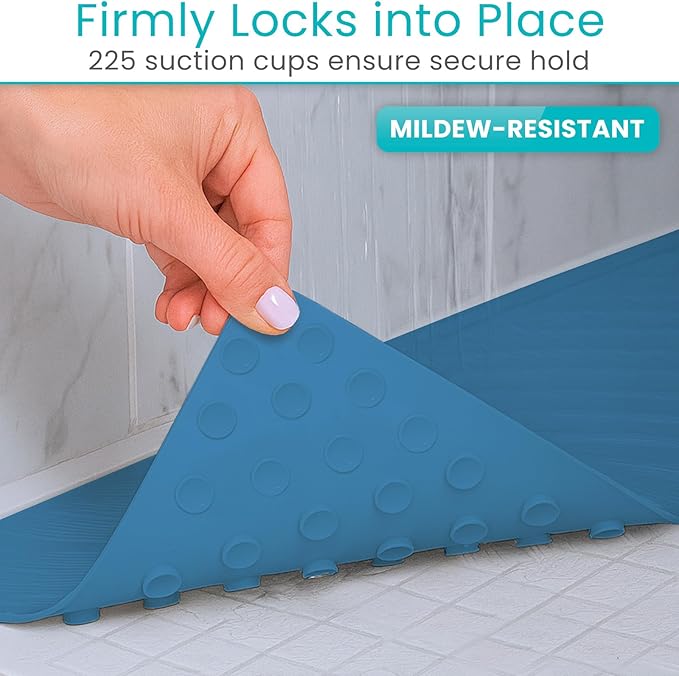 Vive Non-Slip Bath Mat with Suction Cups - 28" x 16" Extra Large Rubber Mat for Safety & Comfort - Patented Grip Prevents Slips and Falls for Kids, Elderly, Men, Women - XL Non Skid Shower & Tub Cover