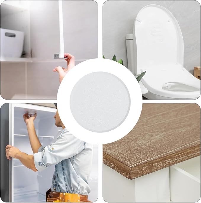 HOME MASTER HARDWARE 5" Wall Protector Round, 5 Pack Doorknob Wall Shield Guard Door Stop, Rigid Vinyl Hard Wall Protection Pads White with Self Adhesive Sticker
