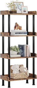 Hosfais Bookcase 4 Tier Bookshelf, Vintage Small Bookshelf for Spaces, Wooden Book Shelf for Living Room Bedroom