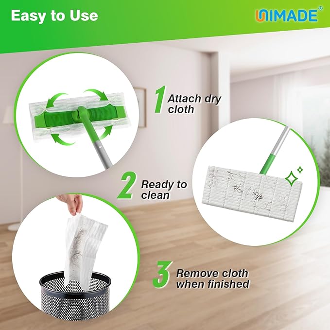 Dry Sweeping Cloths, 180 Count Mop Refill Compatible with Swiffer Sweeper - Disposable Duster Refills Mops for Cleaning Hardwood Floor Dust