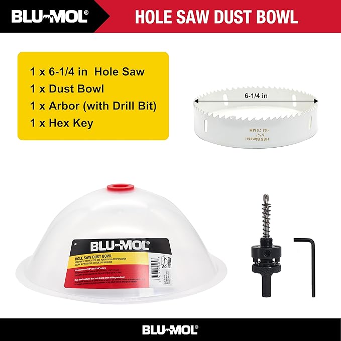 Disston 6 1/4” Bi-Metal Recessed Light kit with Blu-MOL Flexible Dust Bowl. Used to Place Recessed Light and New LED Recessed Lights