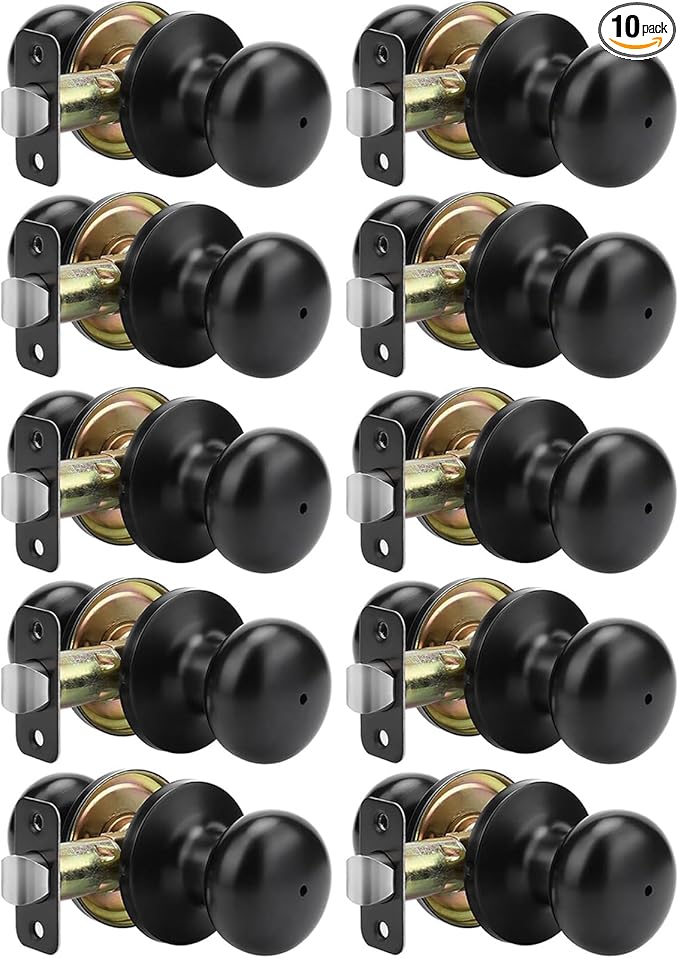 Goldenwarm Black Interior Door Knobs, Matte Black Bedroom Door Knob, Door Knobs Interior Bulk, Privacy Door Knob for Bedroom or Bathroom(10 Pack)