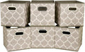 Decorative Storage Cubes 10.5 x10.5 x 11 Inch Brown Cuibcle Baskets LatticePattern Cloth Storage Cubes Bins Foldable Fabric Storage Boxes Inserts Cube Drawers for Organizer Closet,QY-SC08-6