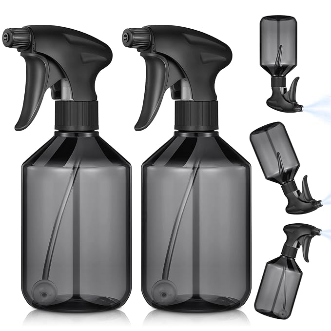 Baderke 2 PCS 360° Spray Bottle, 16 oz Upside Down Spray Bottles, Plastic Spray Bottles is Nice for Plants, Cleaning Solutions, Durable Nozzle w/Fine Mist and Stream Setting (Gray)