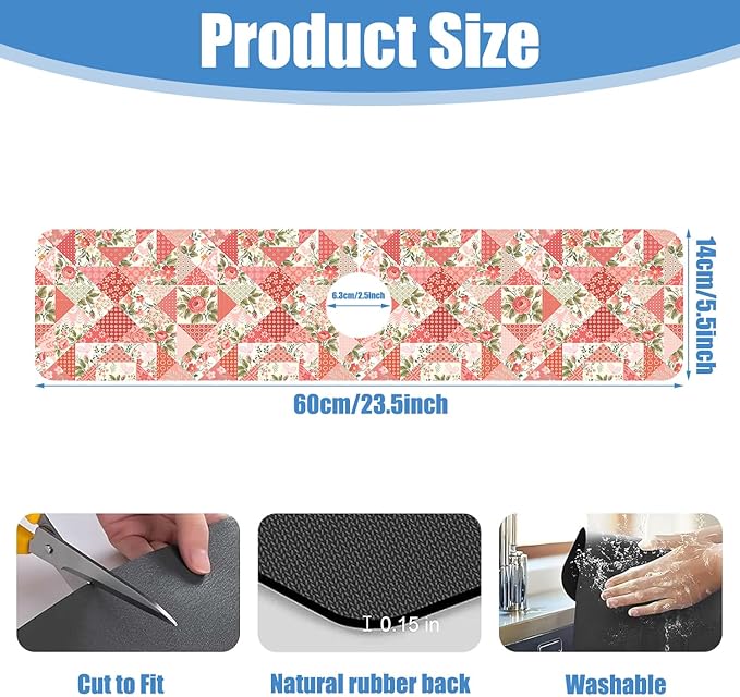 Sink Splash Guard Faucet Mat Roses and Butterflies Absorbent Fast Drying Mat Sink Gadgets Splash Guard Behind Faucet Drip Catcher for Kitchen Bathroom 23.5"X5.5"