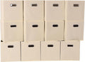 Fabric Cloth Storage Bins,Fabric Cube Organizer with Dual Handles Foldable Cube Storage Baskets for Home Bedroom Storage,Set of 12,(Creamy-White)